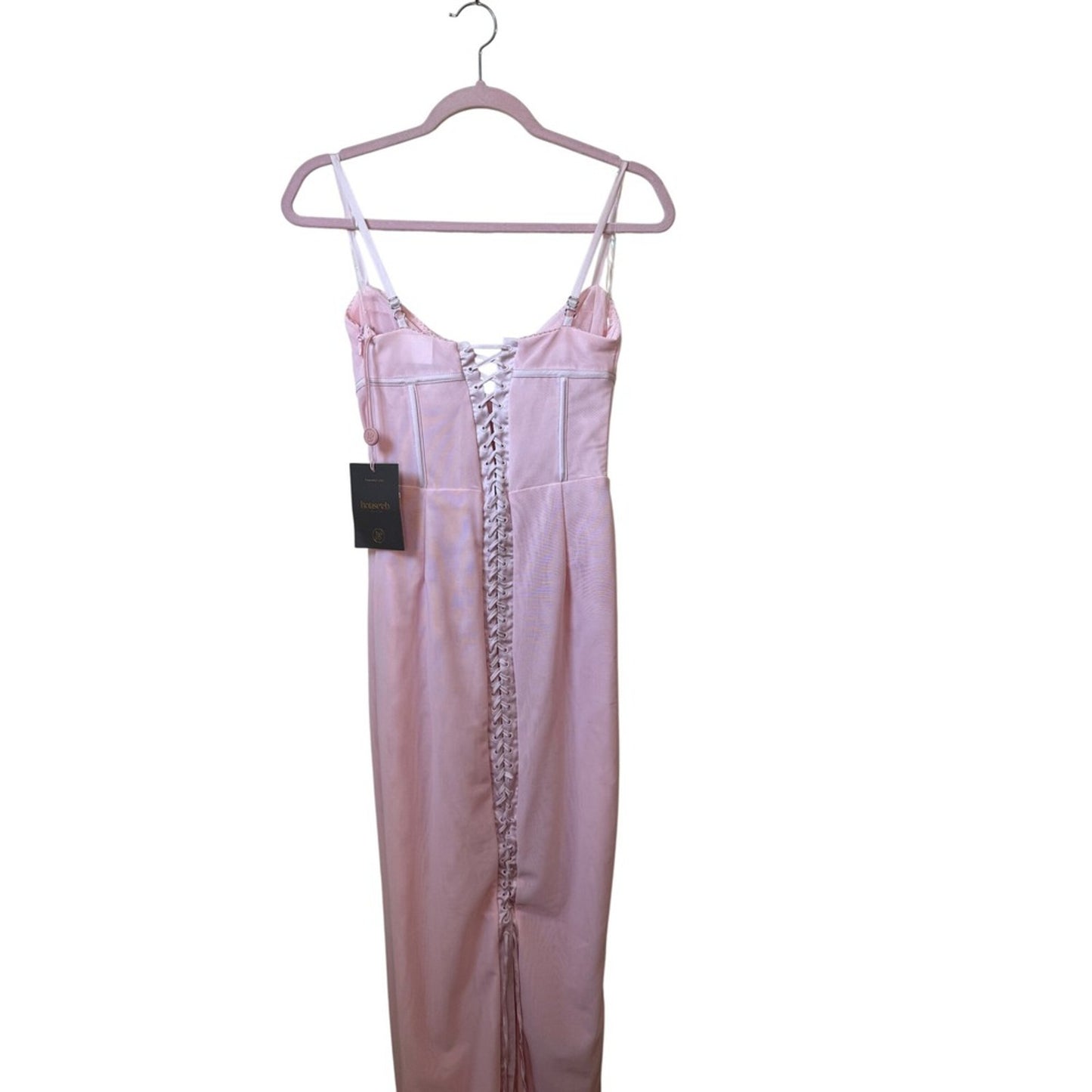 House of CB Romy Pinkesque Corset Maxi Dress Pink Lace Up SB10948 Size S NWT
