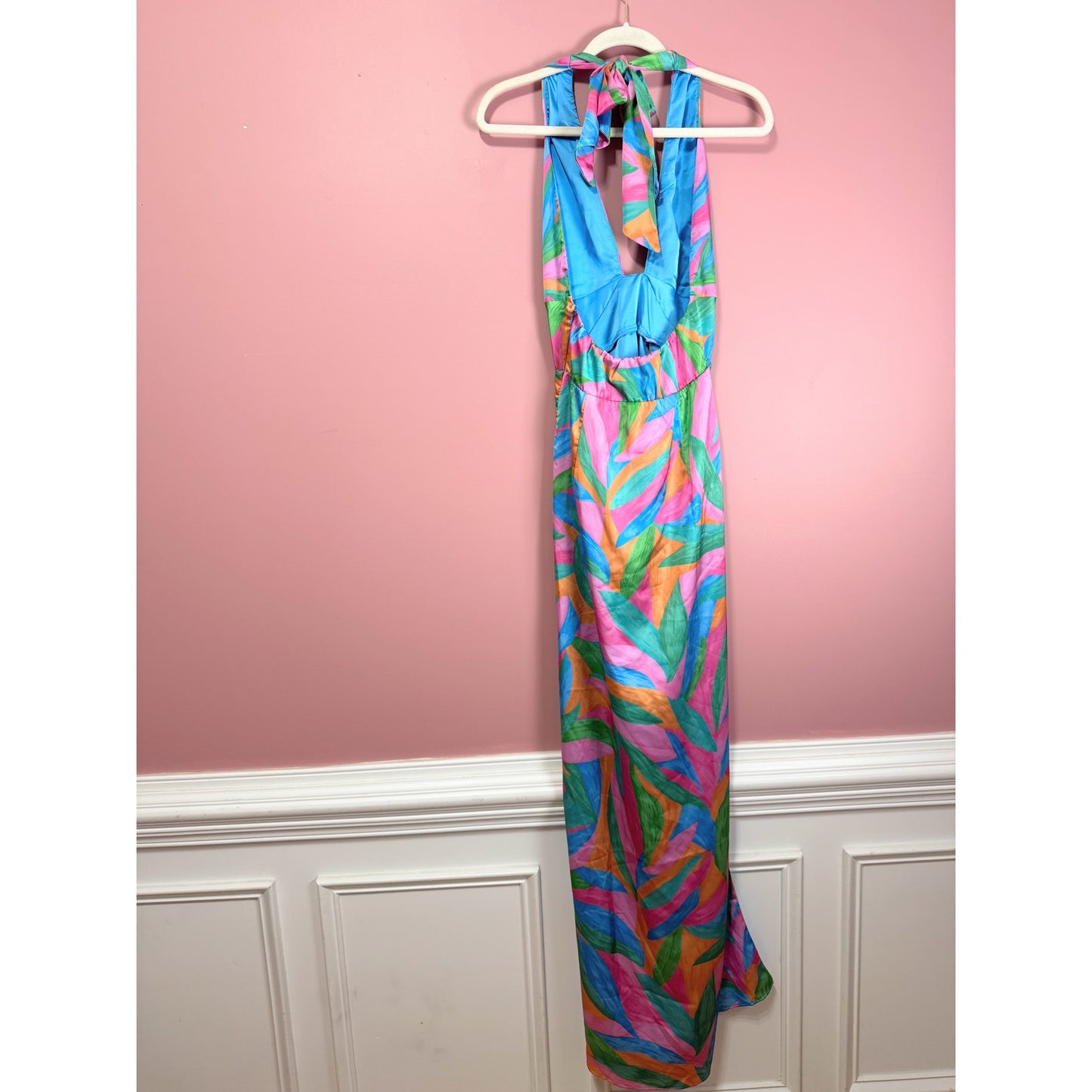 Show Me Your Mumu Adele Halter Maxi Dress in Guava Punch Size Small