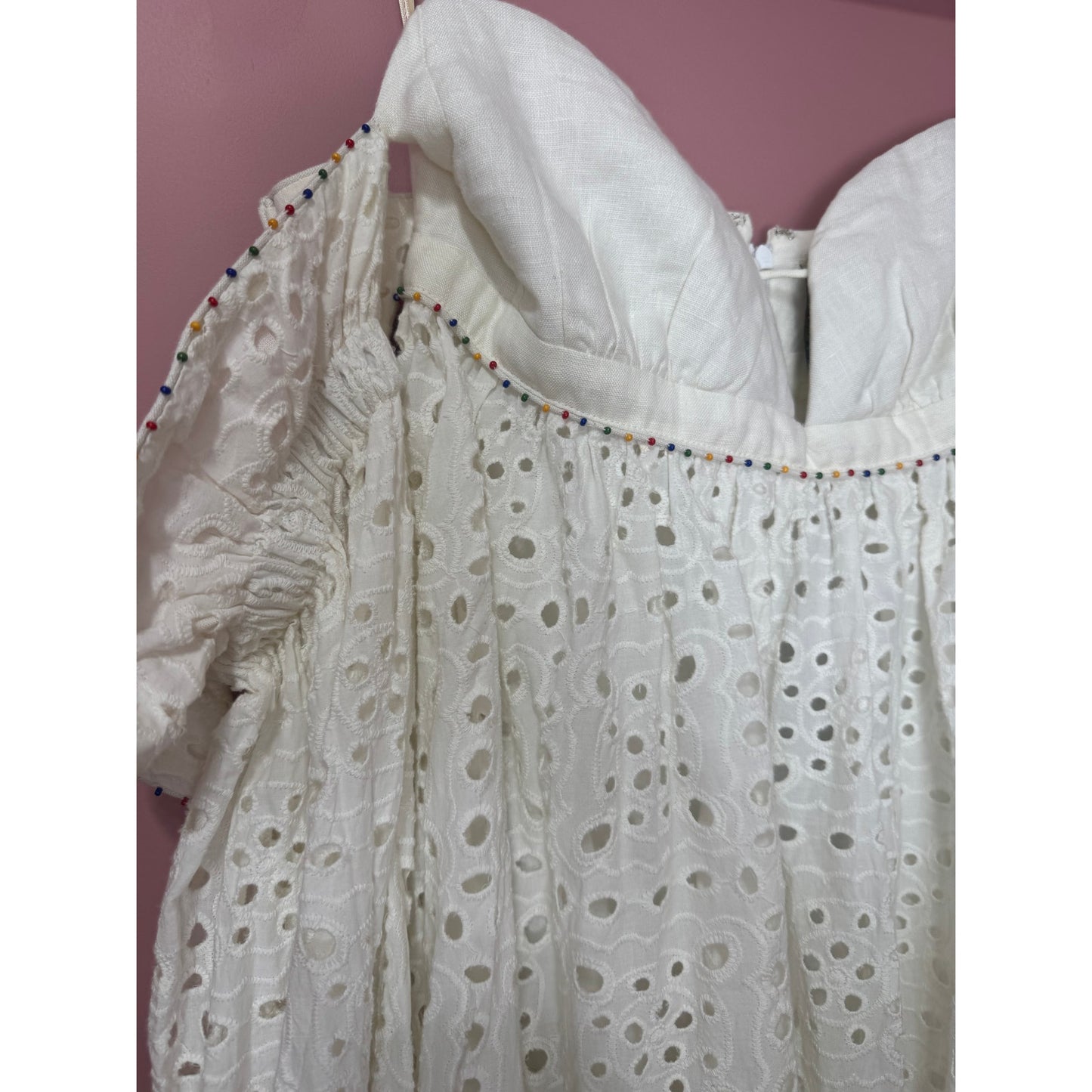 Farm Rio Off-White 3D Flower Maxi Dress Size Small