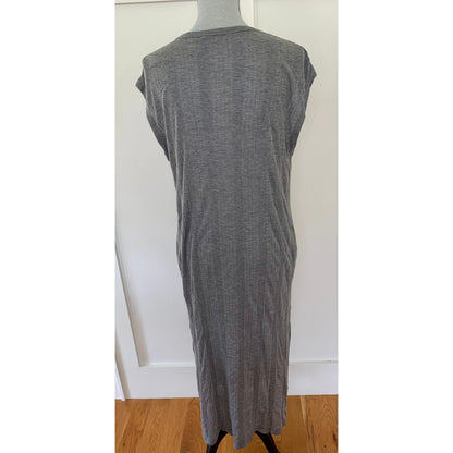 Alexander Wang Maxi T-Shirt Dress in Gray Small Ribbed Knit Sleeveless V-Neck