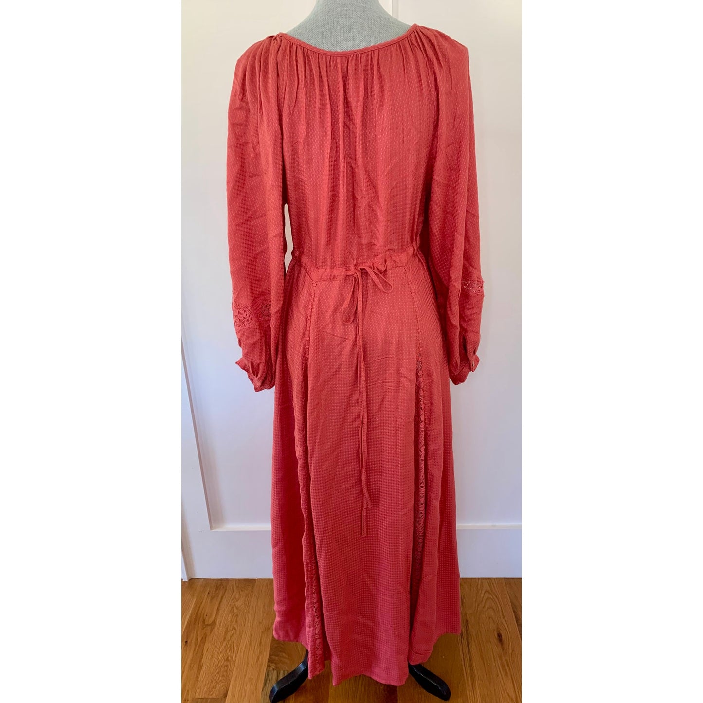 Free People South West Lace Maxi Boho Dress in Rose Small Long Sleeve V-Neck