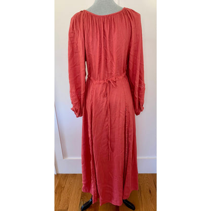 Free People South West Lace Maxi Boho Dress in Rose Small Long Sleeve V-Neck
