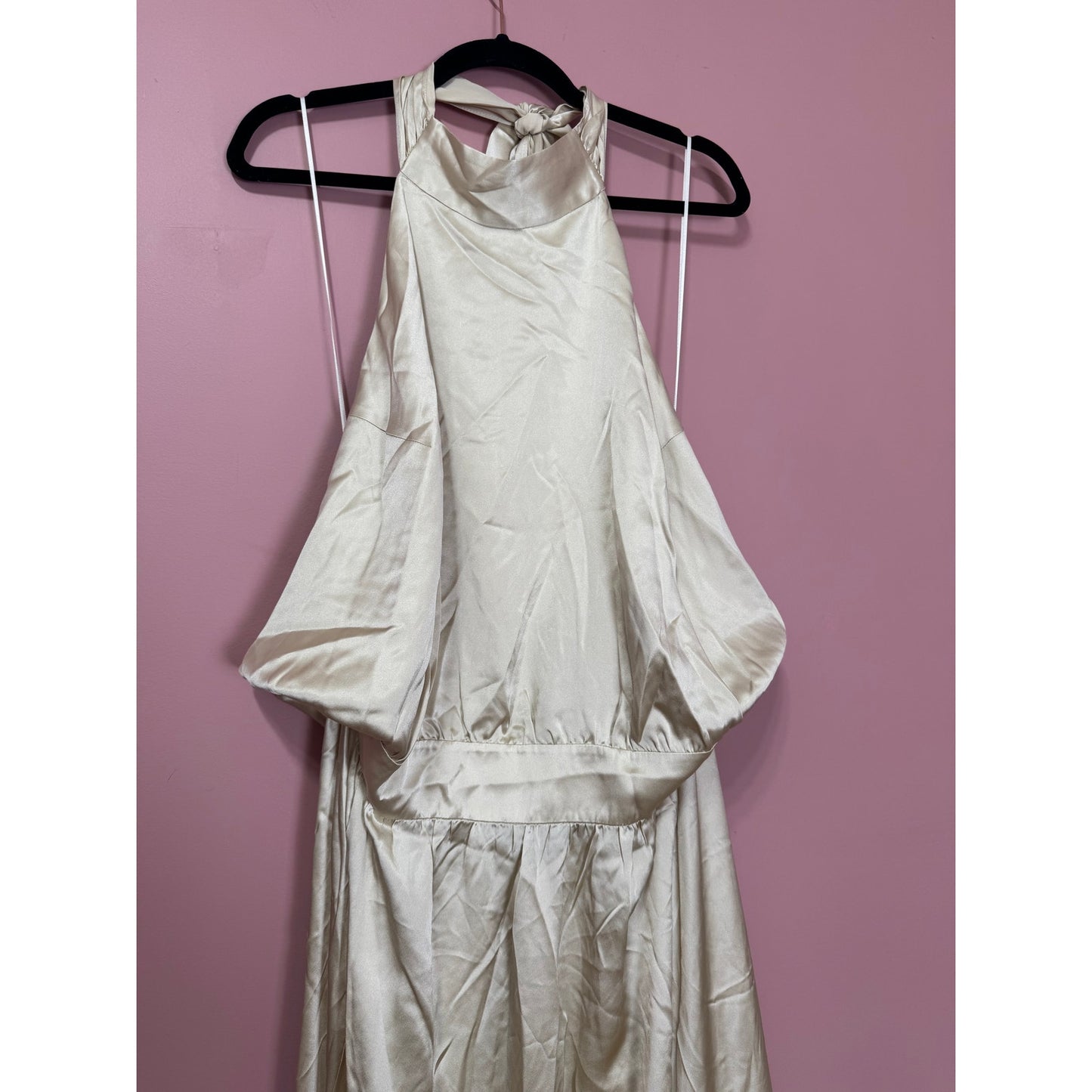 NEW NWT Reformation Alani SIlk High Neck Dress Ivory Size 24