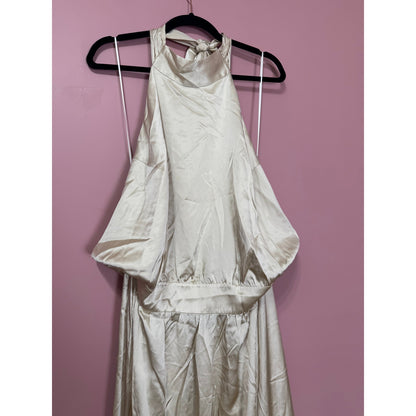 NEW NWT Reformation Alani SIlk High Neck Dress Ivory Size 24