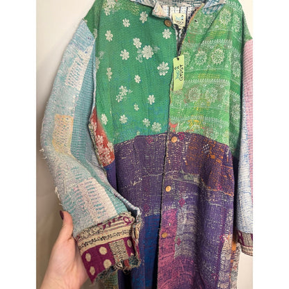 Jaded Gypsy Bohemian Patchwork Kantha Quilted Duster Coat Jacket