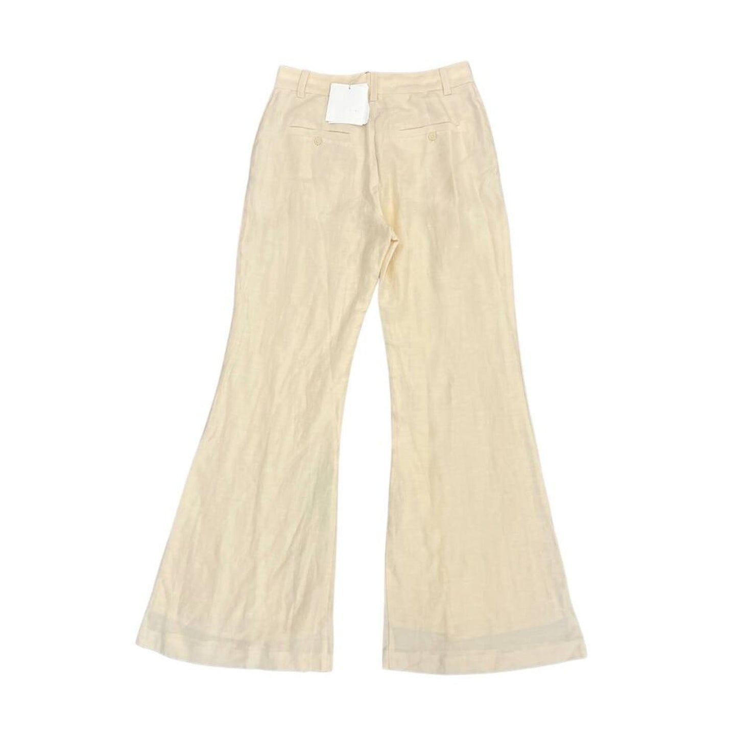 By Malene Birger Carass Linen Blend Pants in‎ Bianco Size 36 Flared Leg Zip Fly