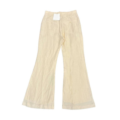 By Malene Birger Carass Linen Blend Pants in‎ Bianco Size 36 Flared Leg Zip Fly