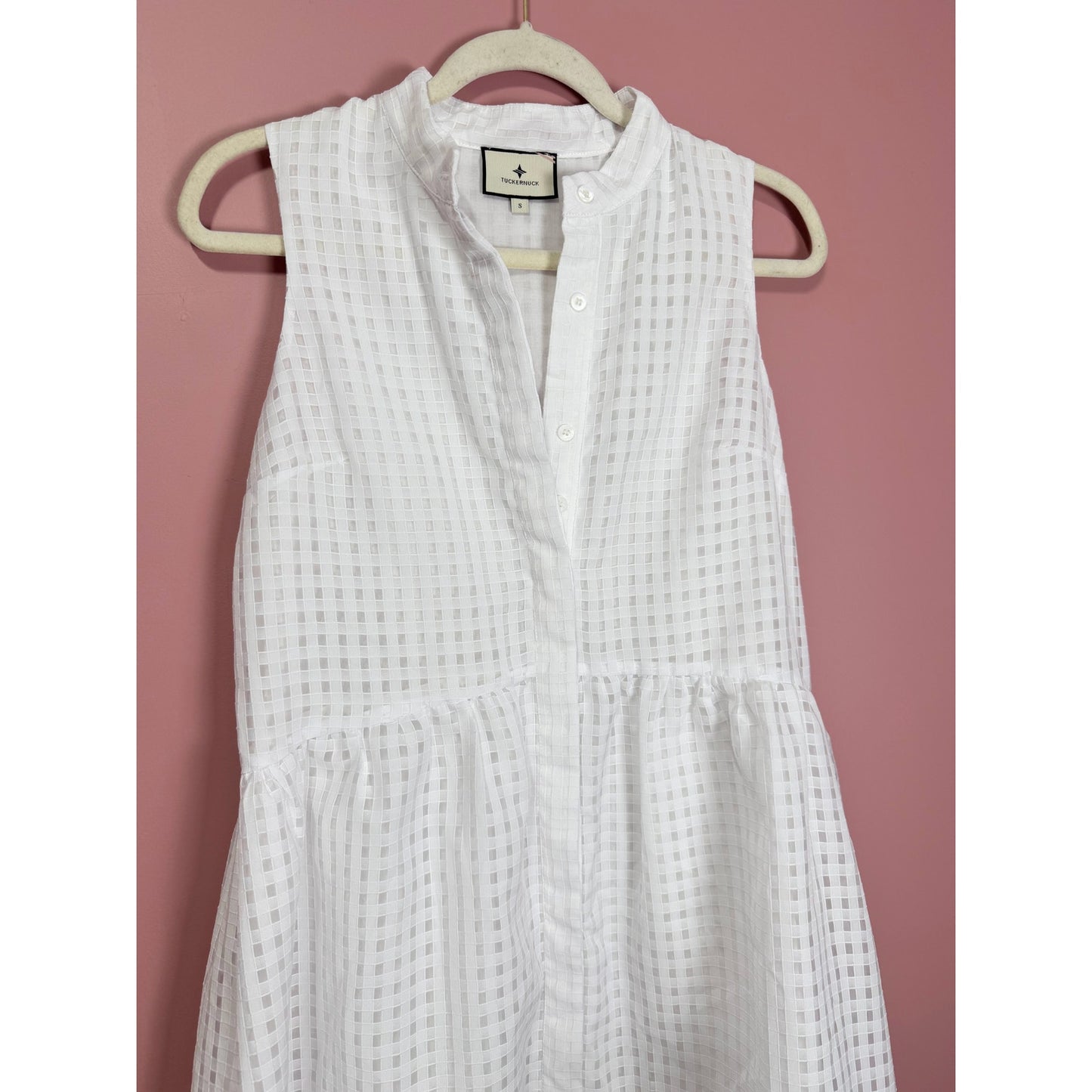 Tuckernuck White Burnout Sleeveless Royal Shirt Dress Size Small