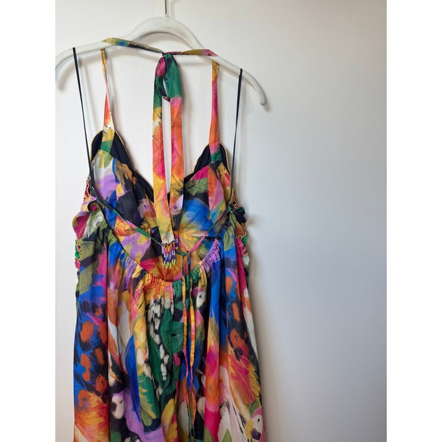 Show Me Your Mumu Womens Tropical Parrot Embroidered Halter Maxi Dress Boho