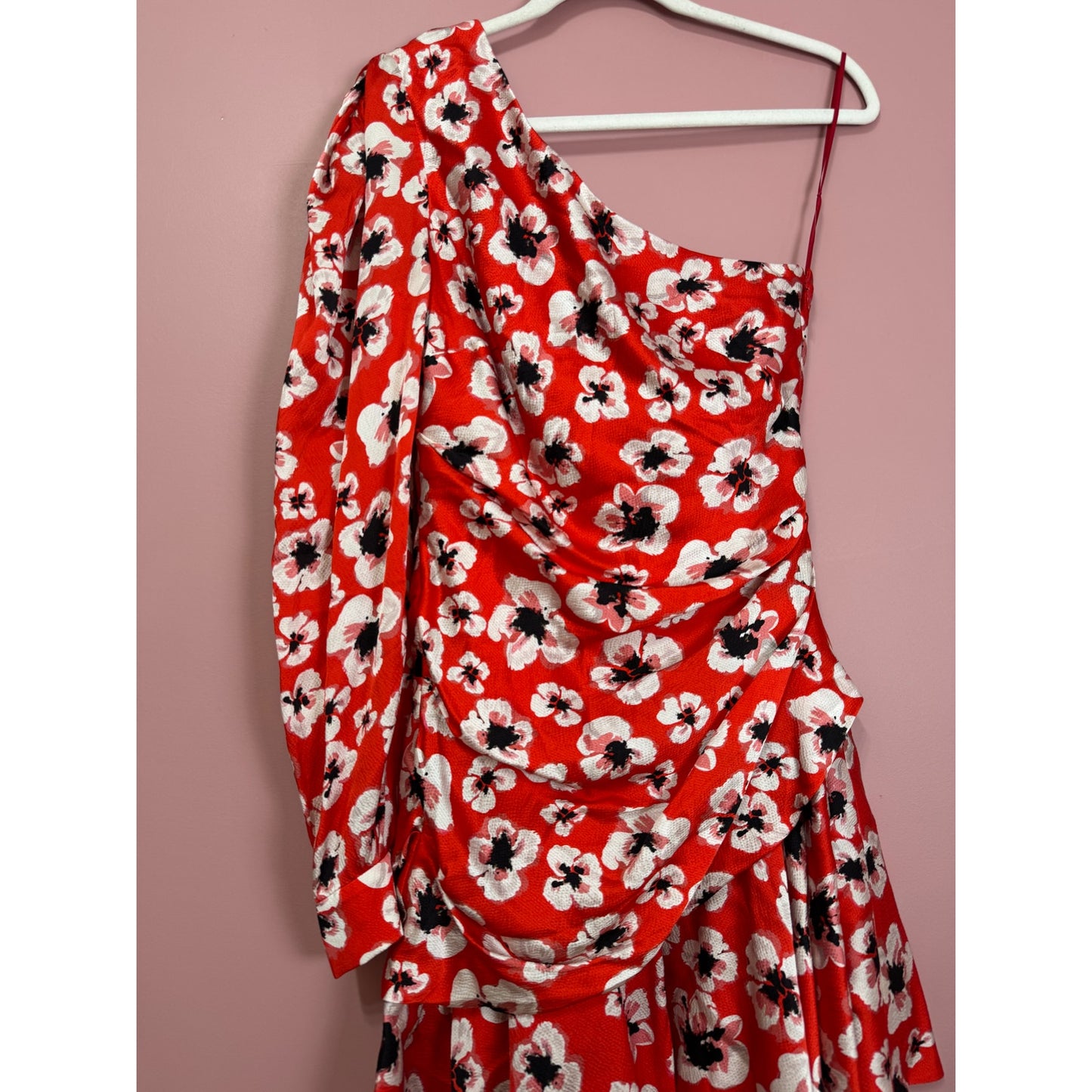 Borgo De Nor Christina Floral One-Sleeve Side Ruched Mini Dress Size 6/XS