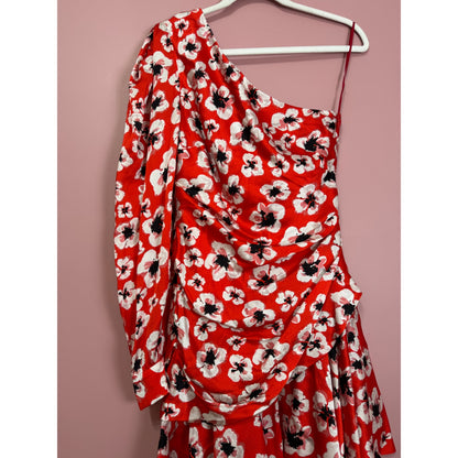 Borgo De Nor Christina Floral One-Sleeve Side Ruched Mini Dress Size 6/XS