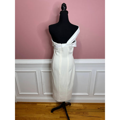 Jay Godfrey One Shoulder Midi Pencil Dress in White Size 6 Side Slit Wedding