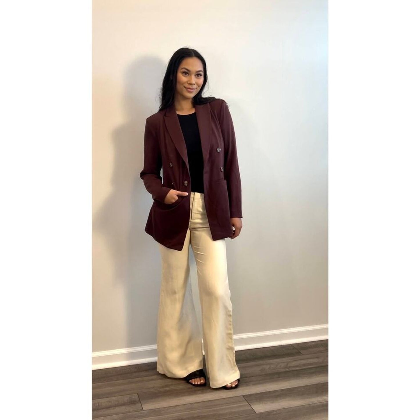Nic + Zoe‎ The Avenue Blazer in Redwood Size 8 Button Front Stretch Formal Party
