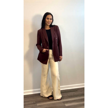 Nic + Zoe‎ The Avenue Blazer in Redwood Size 8 Button Front Stretch Formal Party