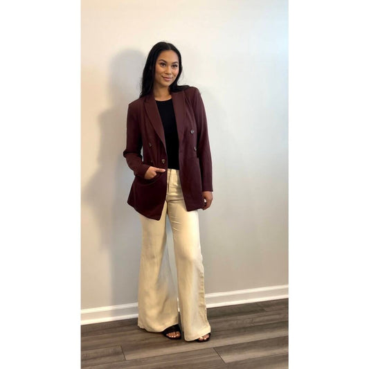 Nic + Zoe‎ The Avenue Blazer in Redwood Size 8 Button Front Stretch Formal Party