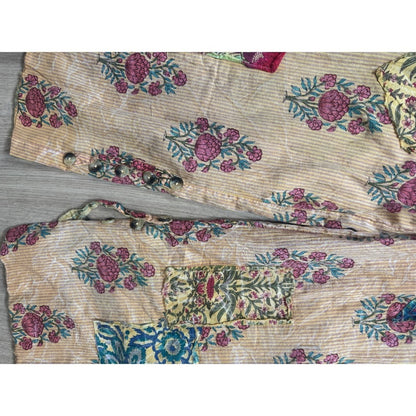 A Rare Bird Floral Patchwork Jacket and Wide Leg Pants Set Bohemian Peach