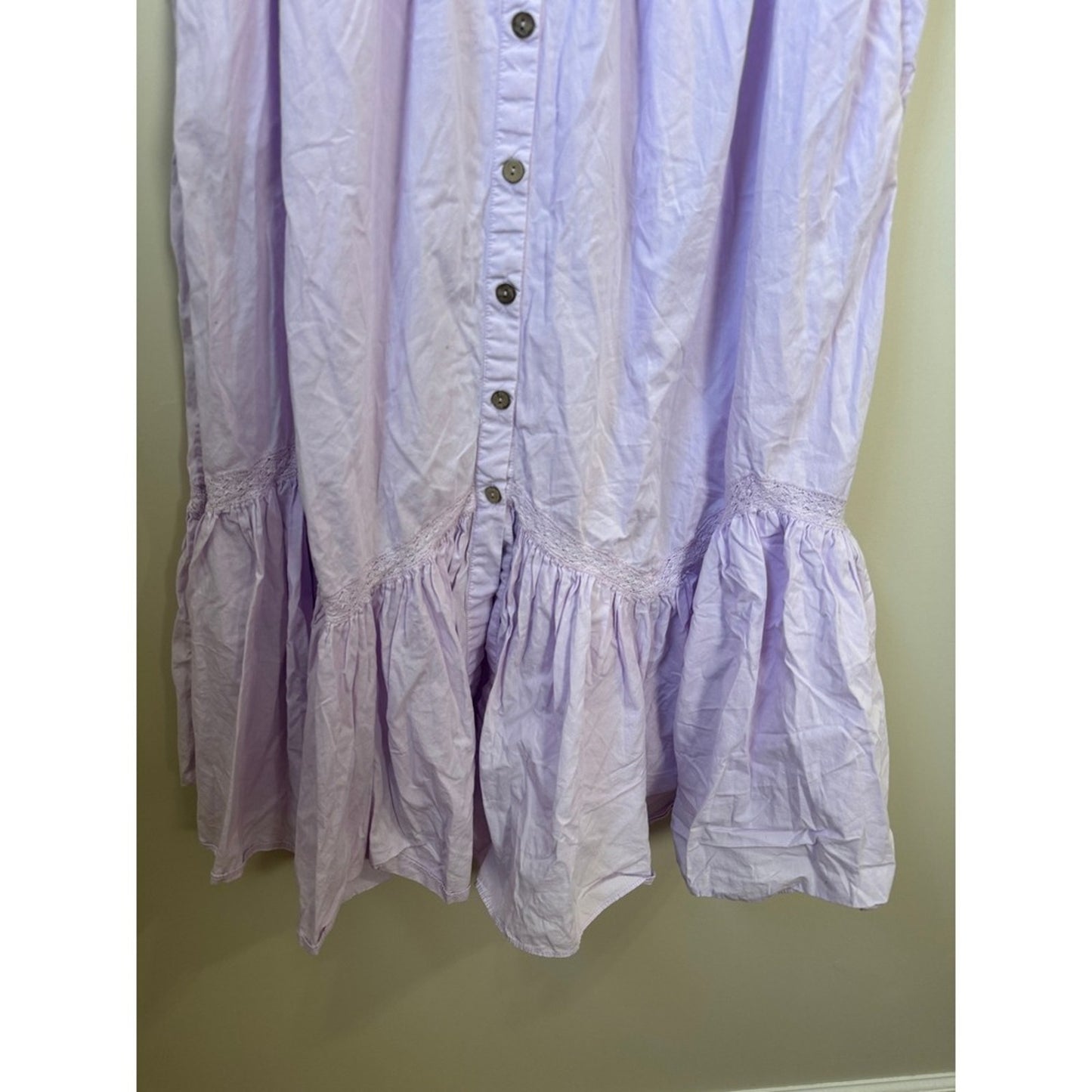 Free People Free-Est Lavender Crochet Lace Button Front Midi Dress Lilac XS