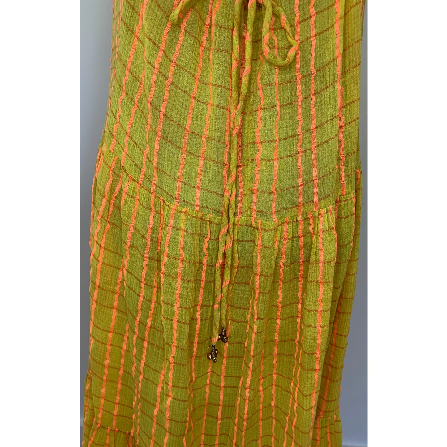 Free People Marigold Maxi Dress in Turmeric Combo Small Sleeveless Boho Cotton