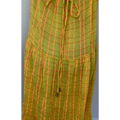Free People Marigold Maxi Dress in Turmeric Combo Small Sleeveless Boho Cotton