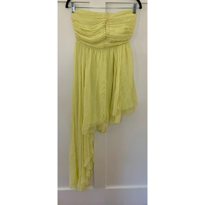 Free People Osiris Mini Dress in Key Lime Pie Large Chiffon Asymmetric Ruched
