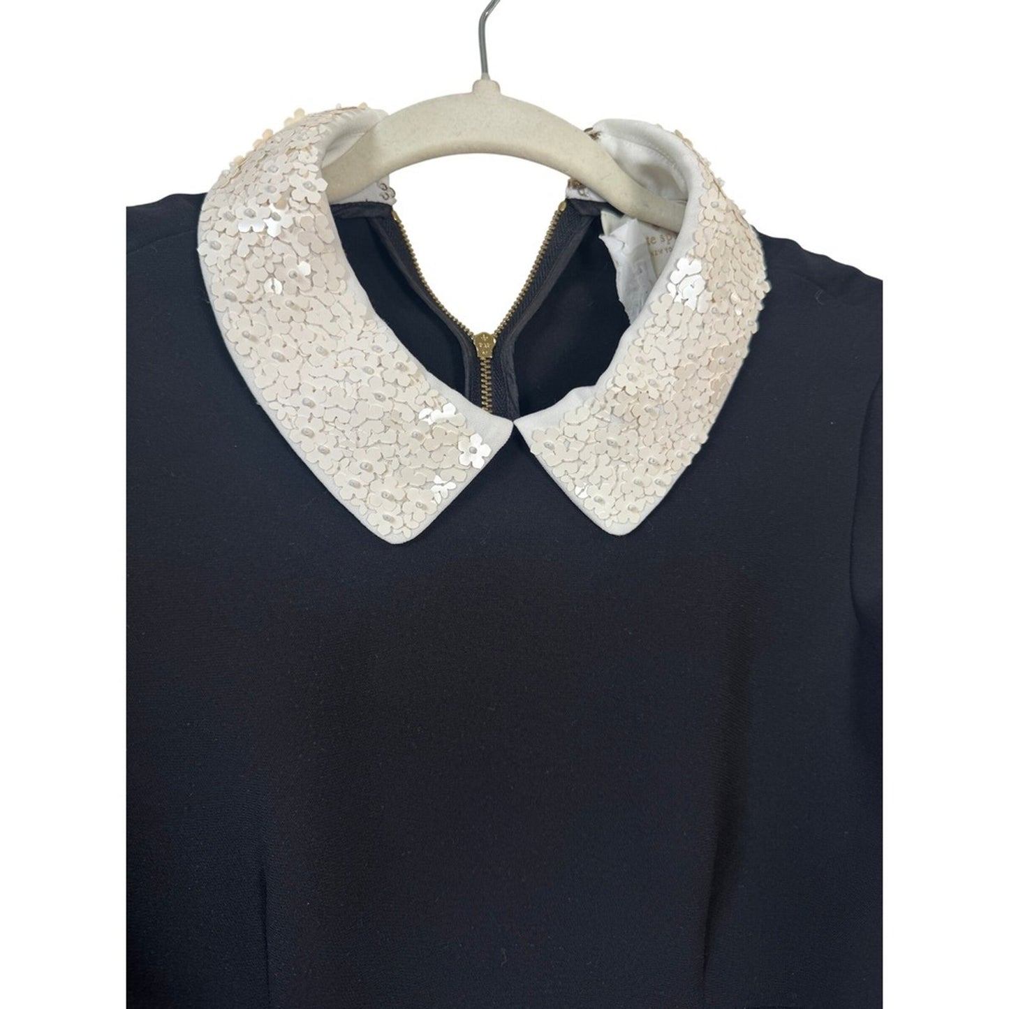 Kate Spade New York Black Sequin Collar Long Sleeve Mini Dress Size 00