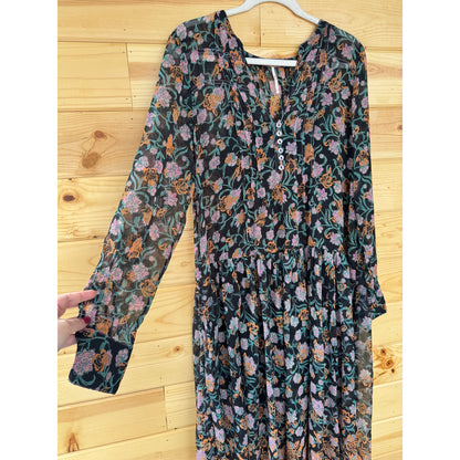 Free People See It Through Maxi Dress Black Combo Size Small