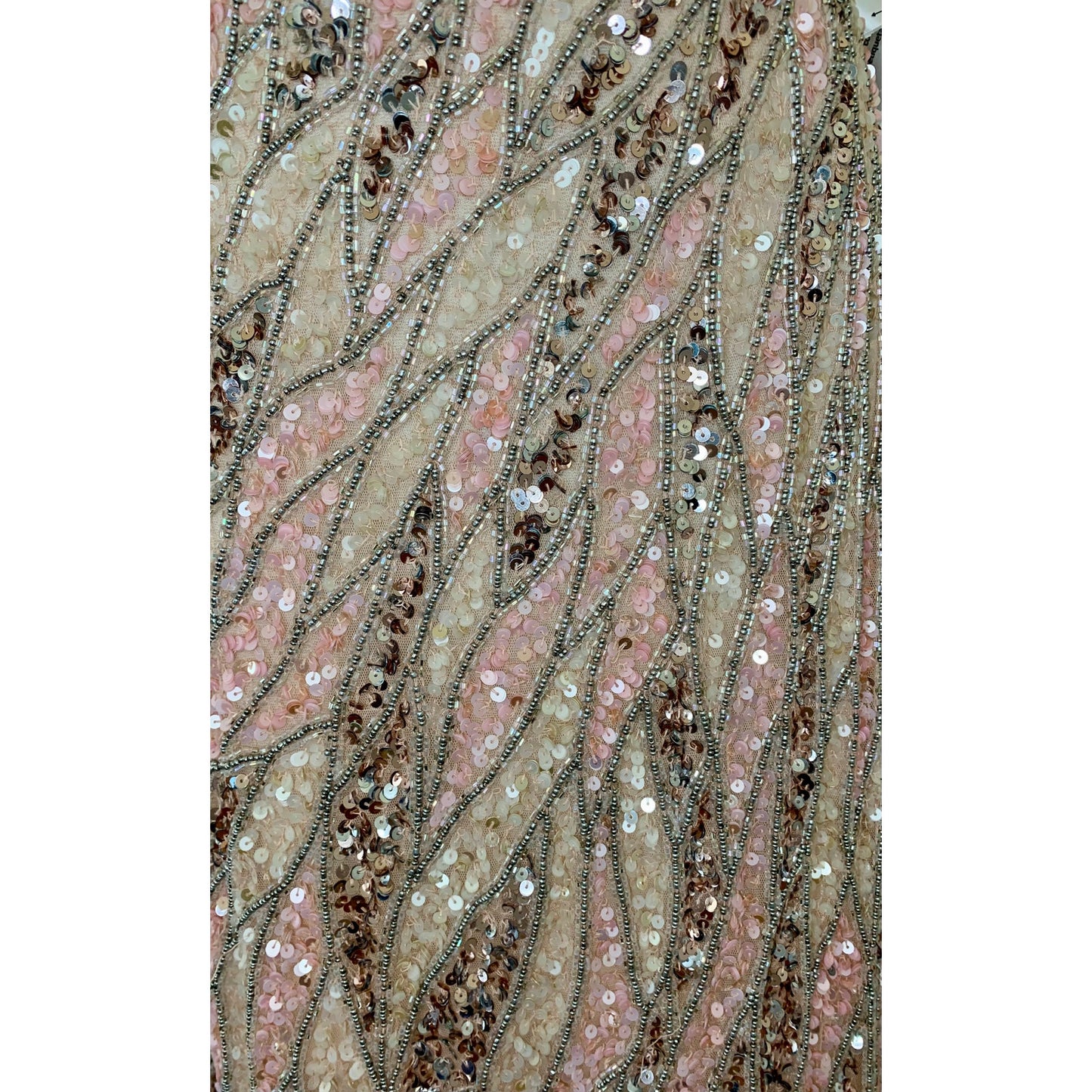 MacDuggal One Shoulder Sequin Gown Maxi in Pink/Silver Size 8 Beaded Long Sleeve