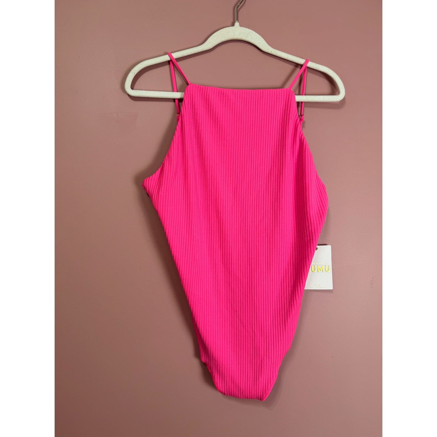 Show Me Your Mumu Portia Ribbed Bodysuit in Hot Pink Size XL