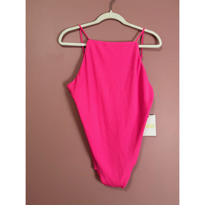 Show Me Your Mumu Portia Ribbed Bodysuit in Hot Pink Size XL