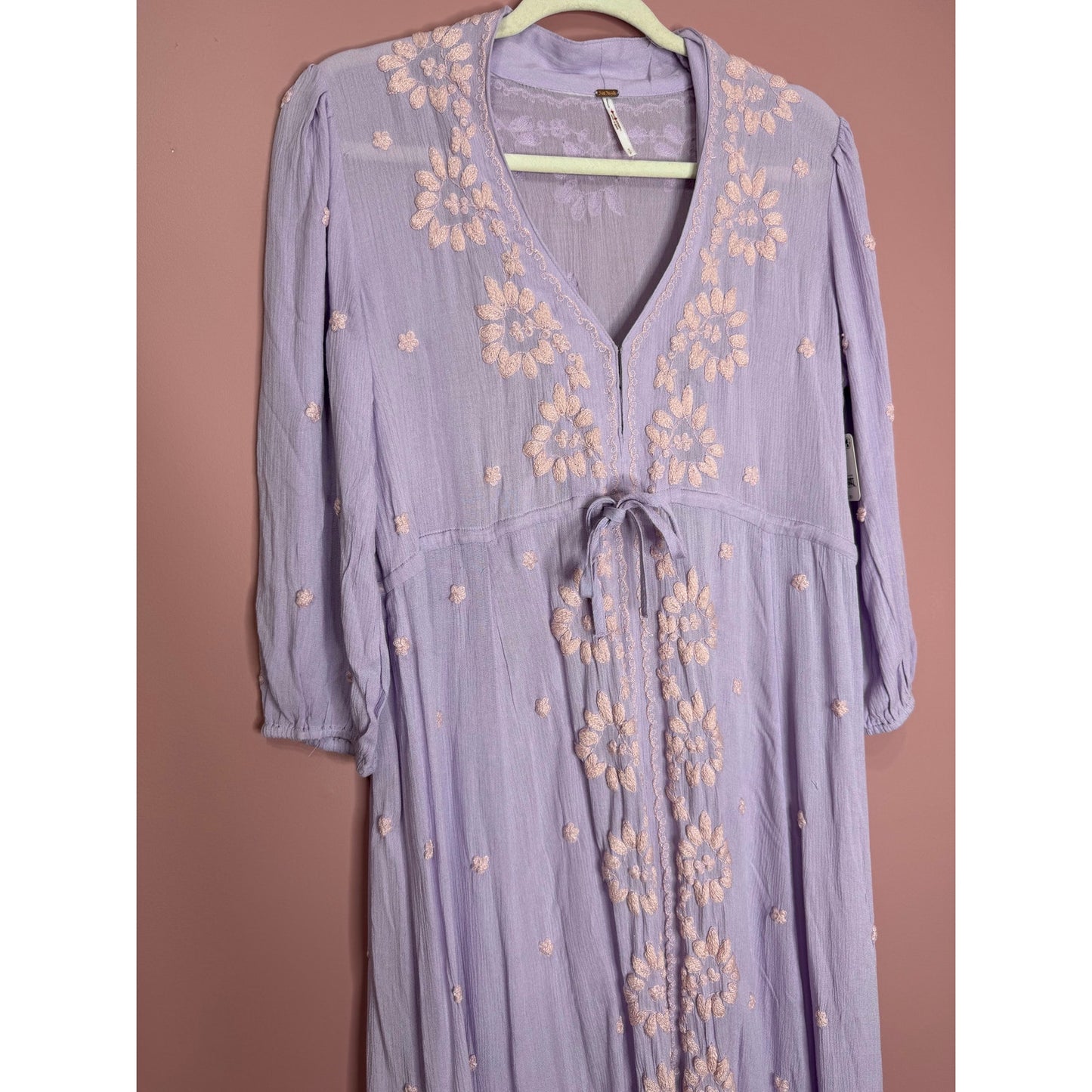 Free People Fable Maxi Dress in Lilac Blossom Combo Small Floral Embroidered