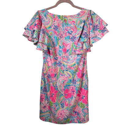 LILLY PULITZER ANNISTON FLUTTER SLEEVE MINI DRESS SIZE 2