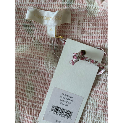 Love Shack Fancy Norna Dress Ballet Pink Size XL Mini Floral Sleeveless Cotton