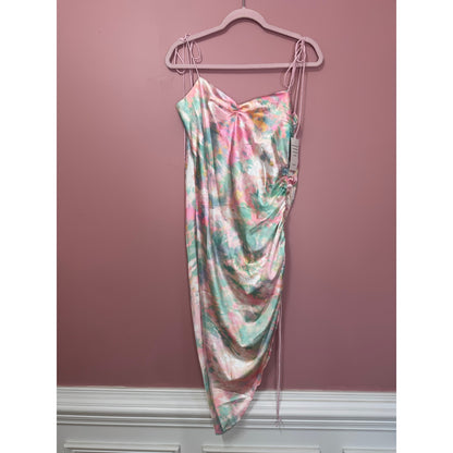 NEW NWT For Love & Lemons Call Me Multi Satin Slip Midi Dress Size Small