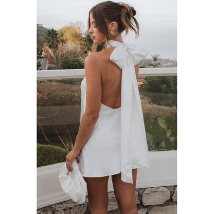 SHOW ME YOUR MUMU LISA MINI DRESS WHITE SATIN SIZE LARGE