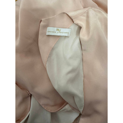 Amanda Uprichard Crystal Silk Mini Dress in Dusty Rose Small Long Sleeve Lined
