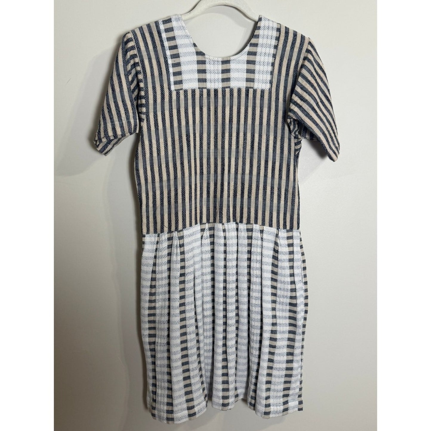 Ace & Jig Mixed Stripe Short Sleeve Mini Dress Blue Cream XS