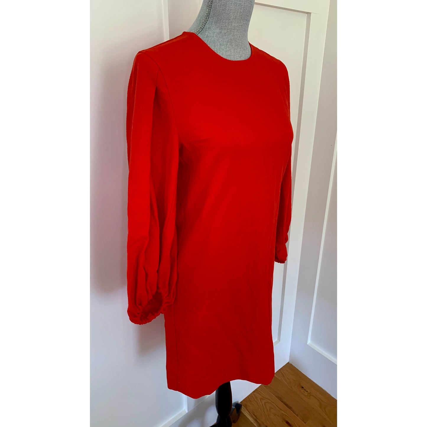 Boss Dageta Shift Dress Mini in Bright Red Size 2 Long Sleeve Stretch Party