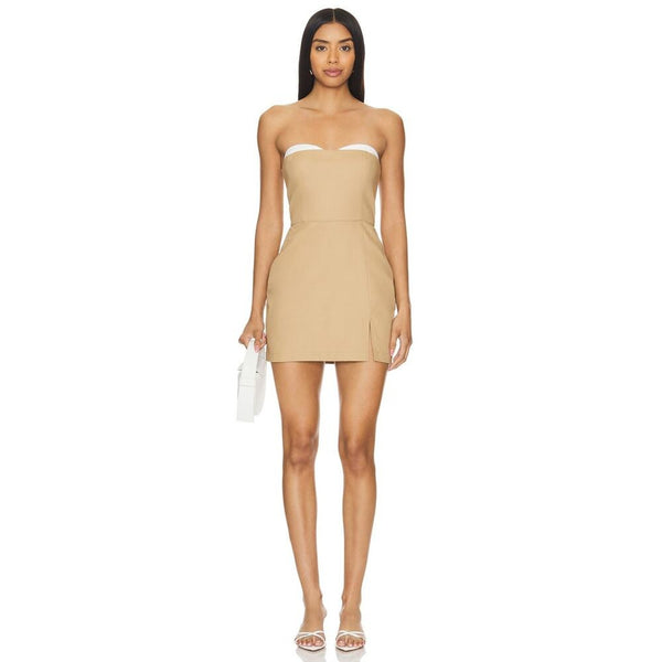 NEW‎ NWT Amanda Uprichard Malene Mini Dress Tan Size Large