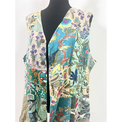 Jaded Gypsy Patchwork Reversible Button Down Vest‎ JG-91 Free Size