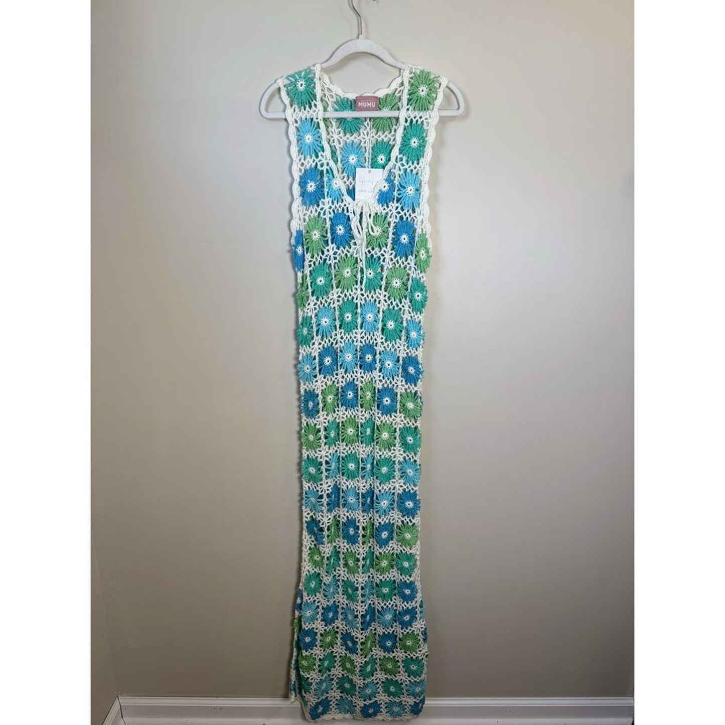 NEW NWT Show Me Your Mumu Vacay Crochet Coverup Maxi Blue Size‎ XXL