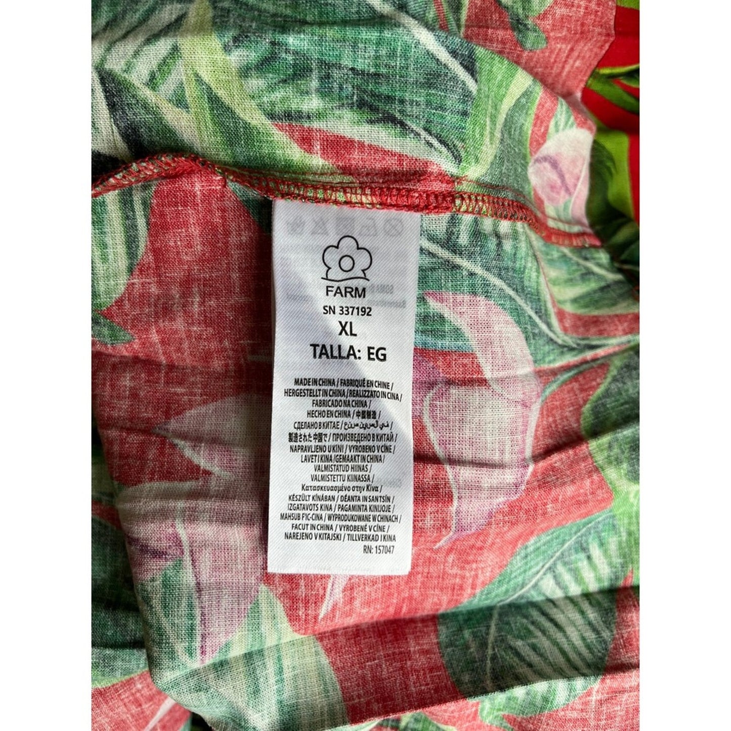 Farm Rio Tropical Maxi Dress Red Green Floral Spaghetti Strap Open Back XL