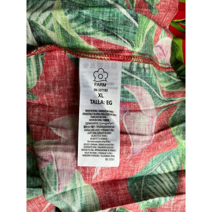 Farm Rio Tropical Maxi Dress Red Green Floral Spaghetti Strap Open Back XL