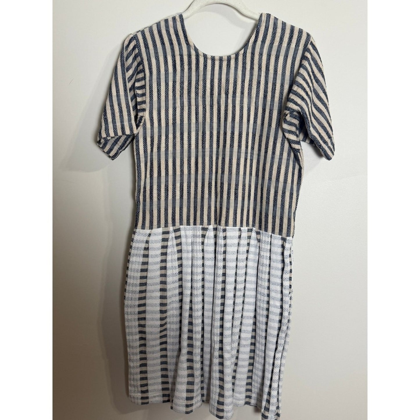 Ace & Jig Mixed Stripe Short Sleeve Mini Dress Blue Cream XS