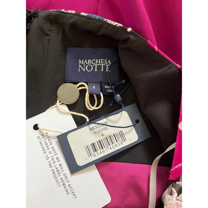 Marchesa Notte Cutout Embroidered Tulle and Crepe Gown Size 4
