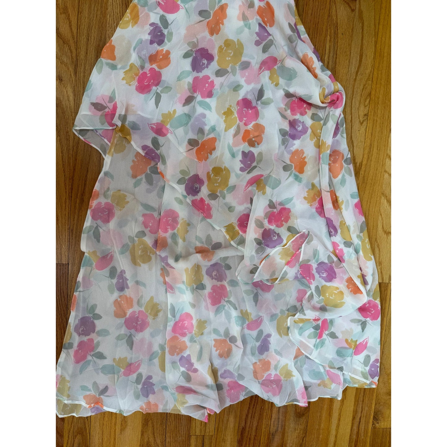 For Love & Lemons Petal Midi Dress Floral Size XXS Short Sleeve Asymmetrical