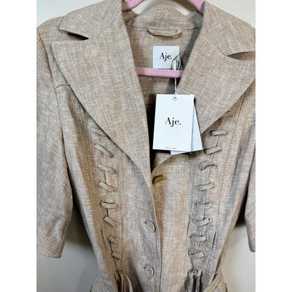 NEW NWT Aje. Morgan Mini Dress in Dune Beige US Size 2