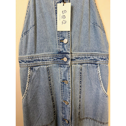 NEW NWT Sea NY Marion Mended Denim Overall Midi Dress Size 2