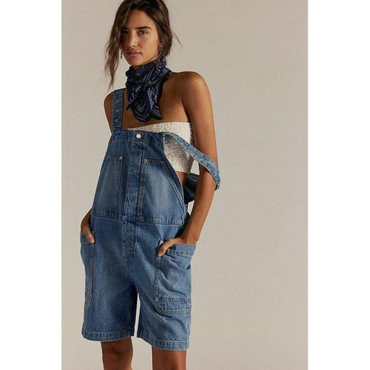 We The Free Free People Denim Shortalls Medium Wash Blue XS