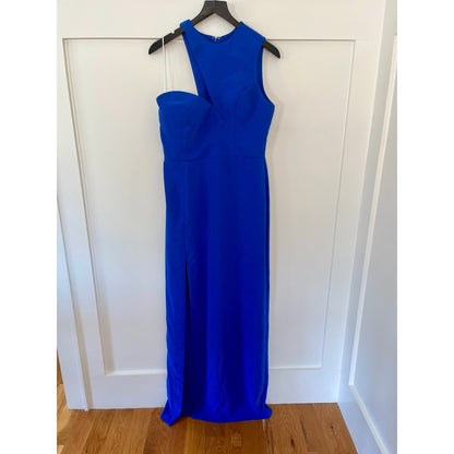 Amanda Uprichard Gilda One Shoulder Maxi Dress in Cobalt Size Large