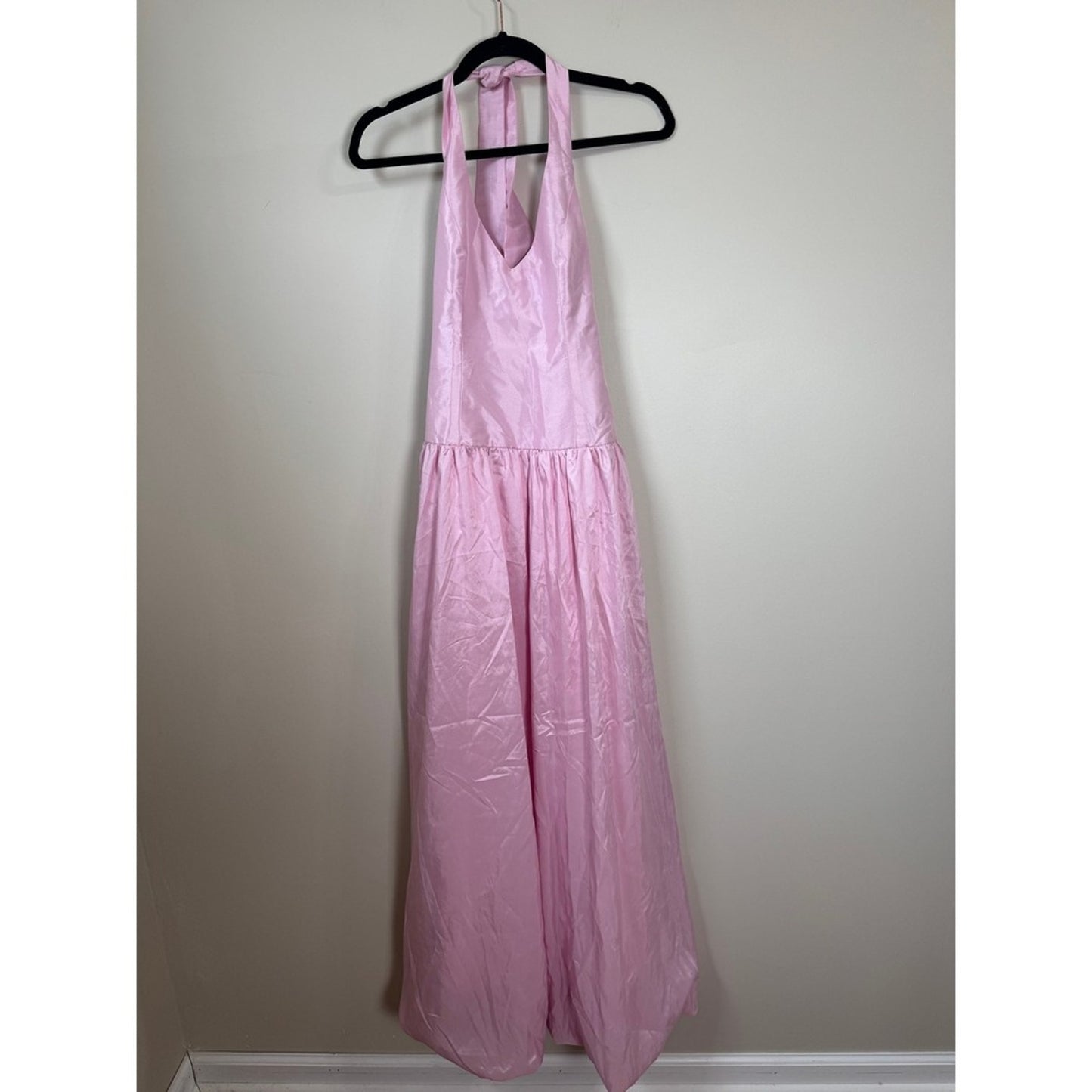 Show Me Your Mumu Pink Halter Maxi Dress Dropped Waist Gown Small